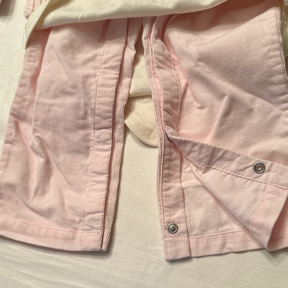 NWT Ralph Lauren Pink Knit Cardigan, long sleeve Bodysuit, corduroy pants Set - Picture 9 of 11